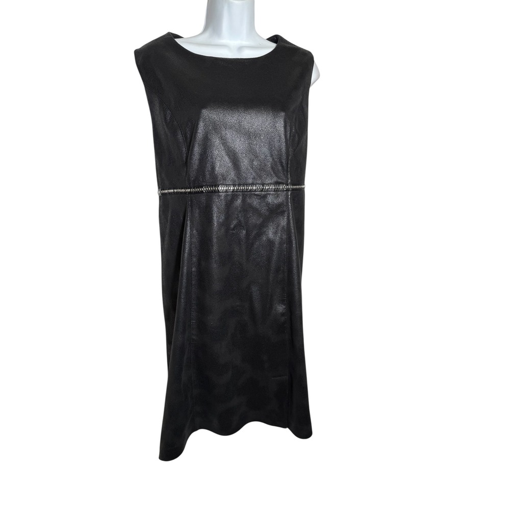 GOLBARY DRESS size 16 (Israeli brand size 46) Black Faux Leather Dress PERFECT‎